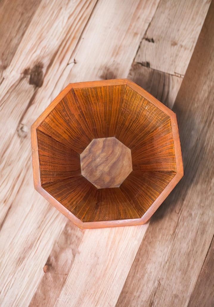 Carved Wooden Dustbin