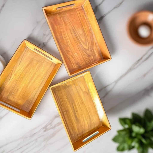Wooden Tray Set – 3 Pcs