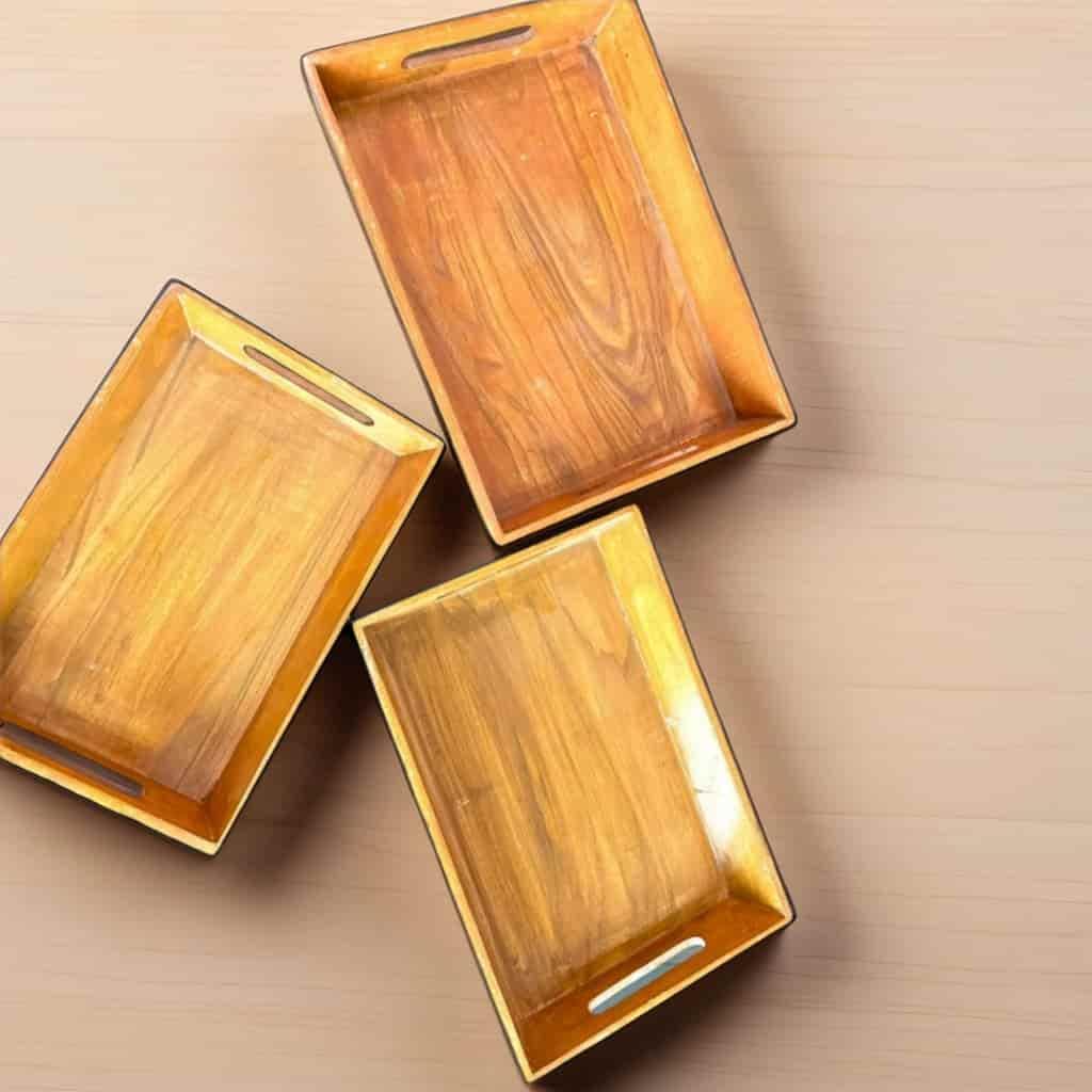 Wooden Tray Set – 3 Pcs